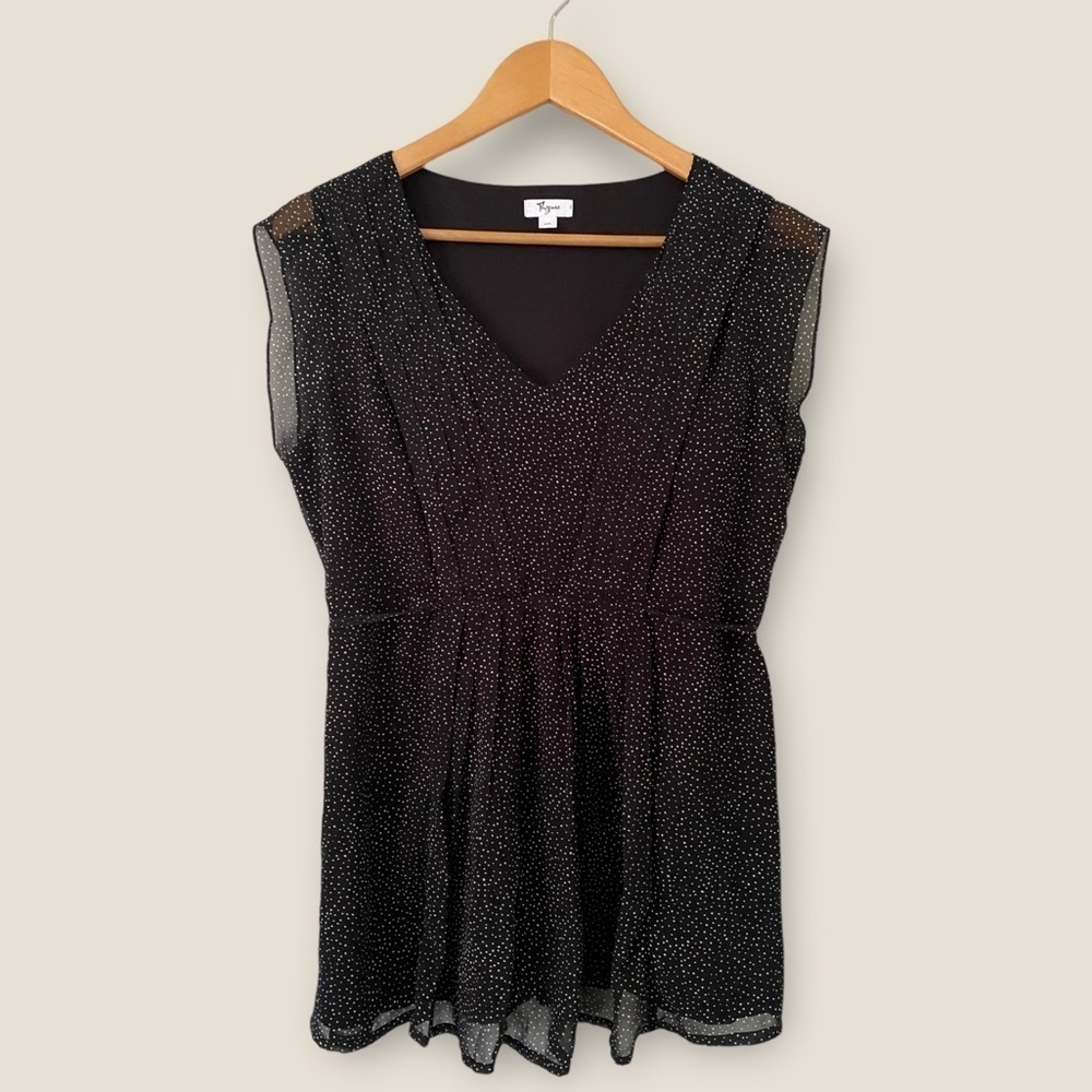 Thyme Maternity Black Polka Dot Blouse Medium